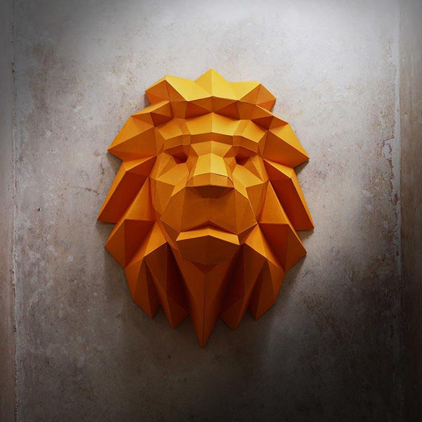Lion Head Origami Wall Art - 3D Paper Art - Brain Spice