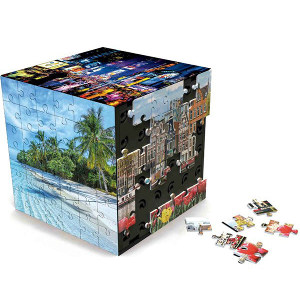 3D Puzzle Cube - Travel - Jigsaw 216pc - Brain Spice