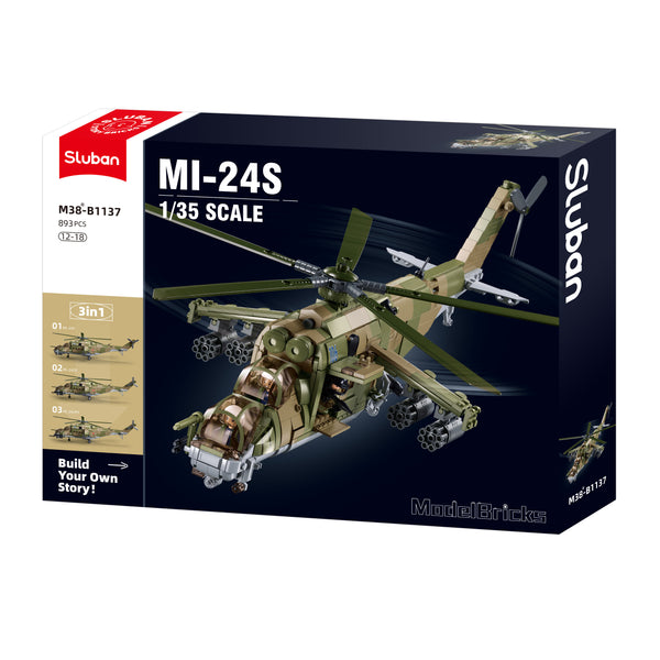 Model Bricks Mi-24S Helicopter Gunship - 893pc - Brain Spice