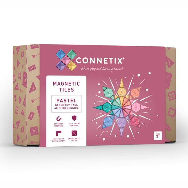 Pastel Geometry Pack - Connetix - 40pc - Brain Spice
