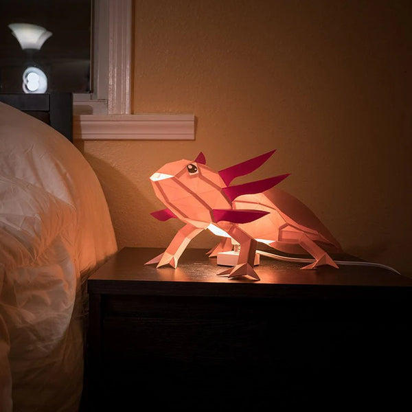 Axolotl Origami Table Lamp - 3D Paper Art - Brain Spice