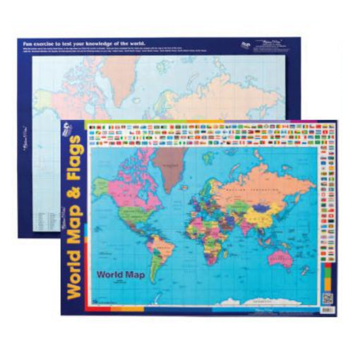 World Map With Flags - Laminated 49.3 x 69.0cm - Brain Spice