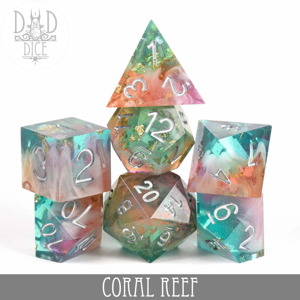 Coral Reef - Handmade Dice - 7-Dice Set - Brain Spice