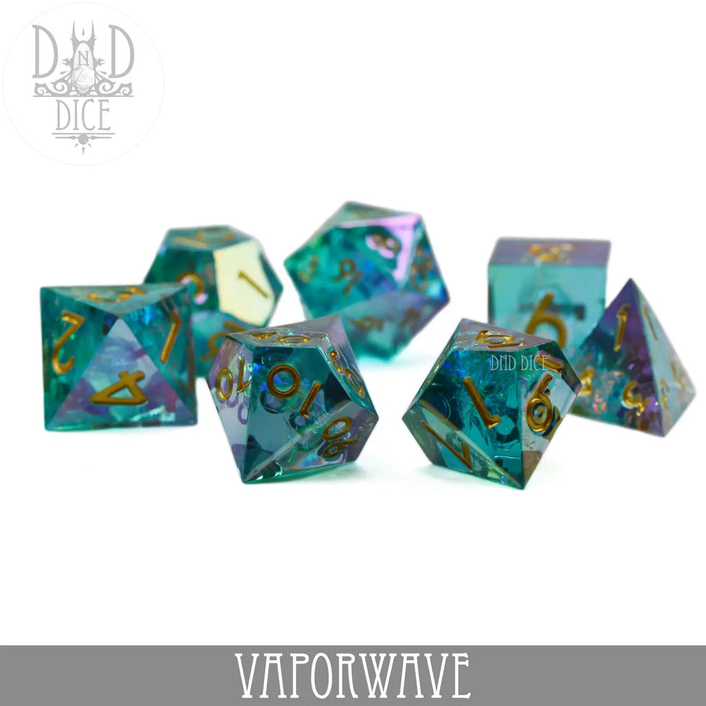 Vaporwave - Handmade Dice - 7-Dice Set - Brain Spice