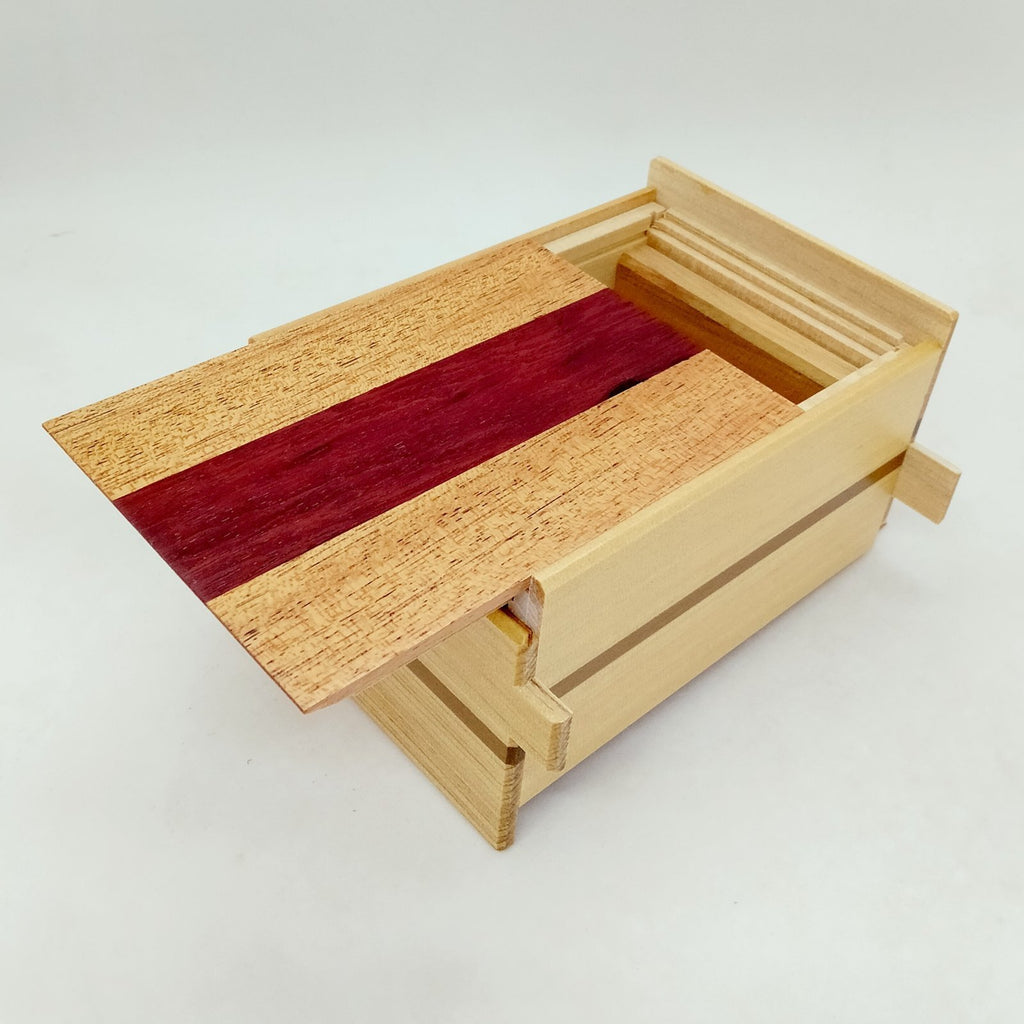 Natural Wood Himitsu-bako Puzzle Box 21 steps - Brain Spice
