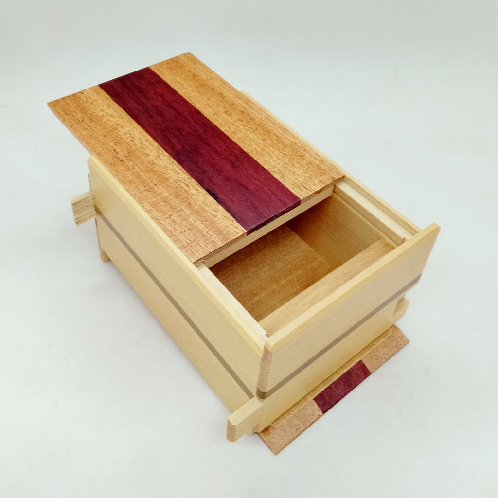 Natural Wood Himitsu-bako Puzzle Box 21 steps - Brain Spice