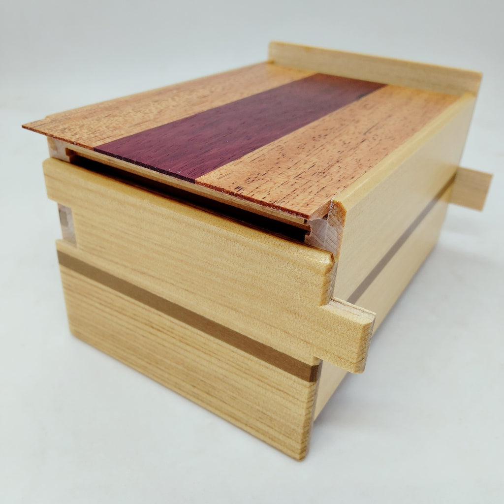 Natural Wood Himitsu-bako Puzzle Box 21 steps - Brain Spice