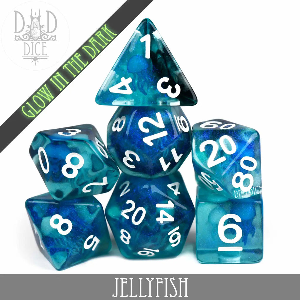 Jellyfish - Glow In the Dark - 7-Dice Set - Brain Spice