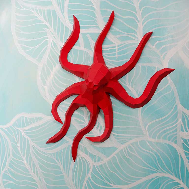 Octopus Origami Wall Art - 3D Paper Art - Brain Spice