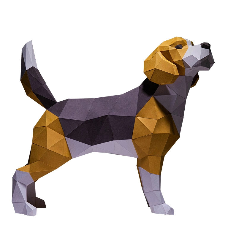 Beagle Dog Origami Model - 3D Paper Art - Brain Spice