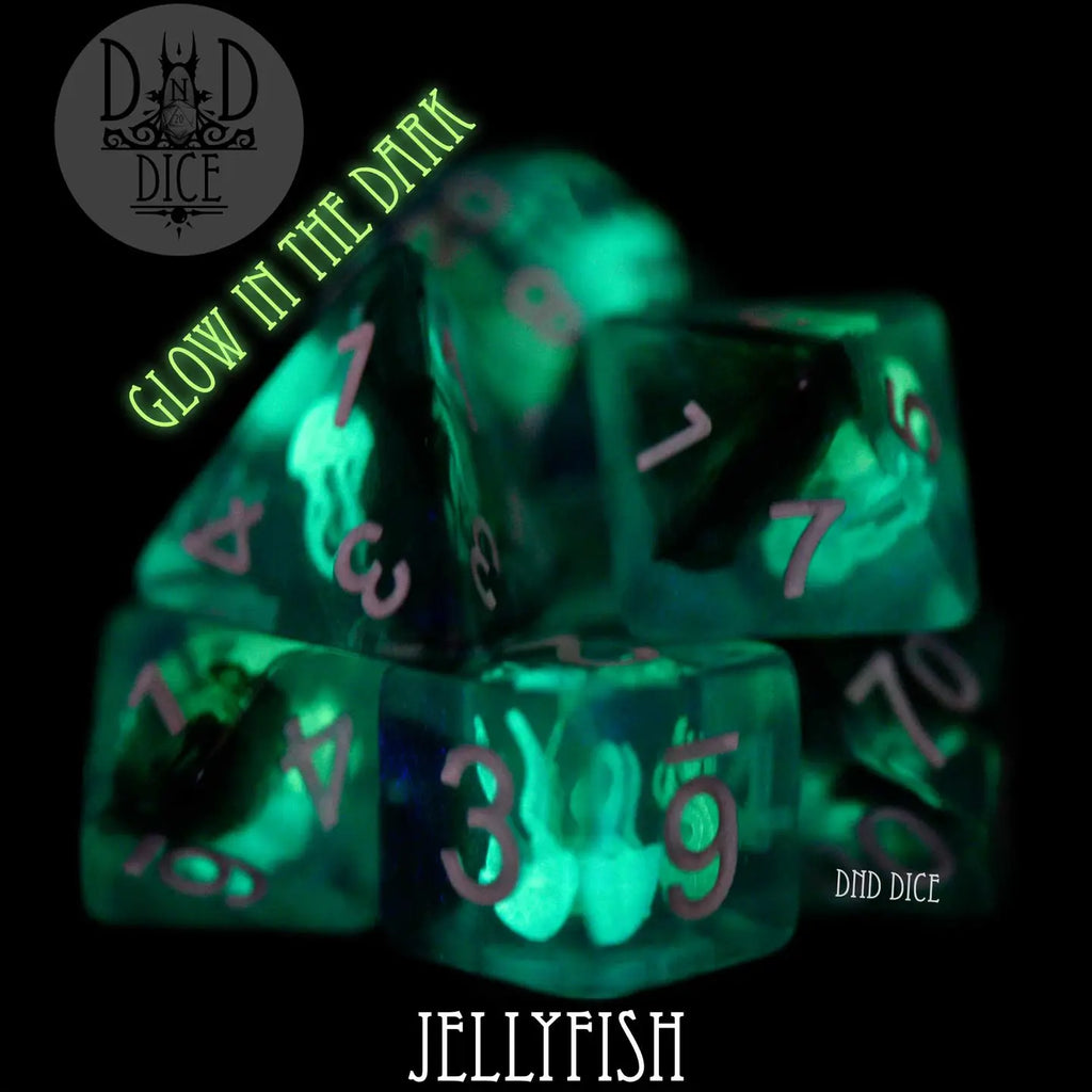 Jellyfish - Glow In the Dark - 7-Dice Set - Brain Spice