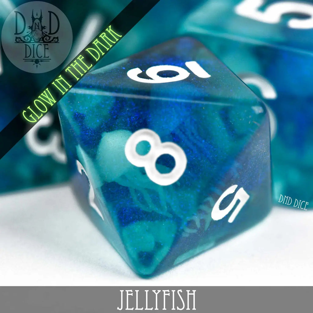 Jellyfish - Glow In the Dark - 7-Dice Set - Brain Spice