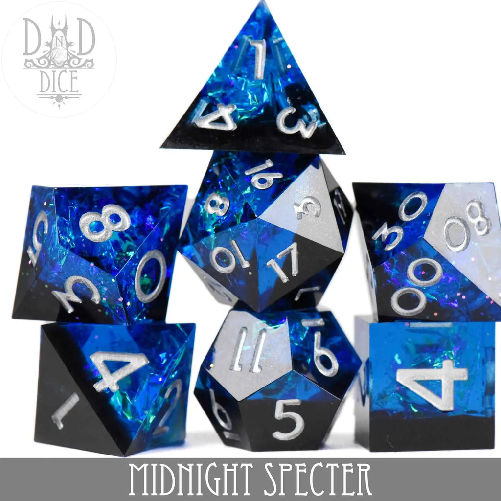 Midnight Specter - Handmade Dice - 7-Dice Set - Brain Spice