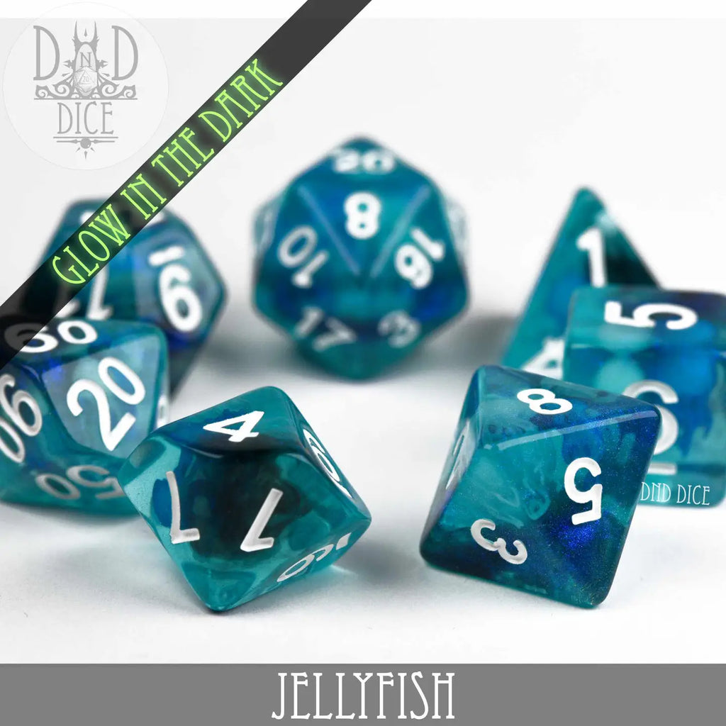 Jellyfish - Glow In the Dark - 7-Dice Set - Brain Spice
