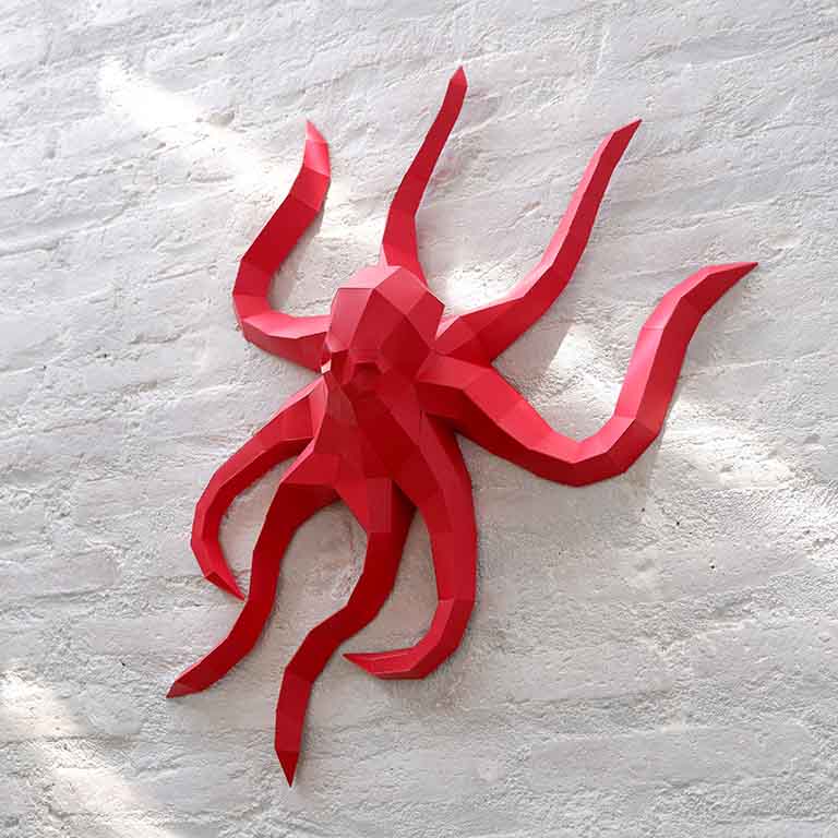 Octopus Origami Wall Art - 3D Paper Art - Brain Spice