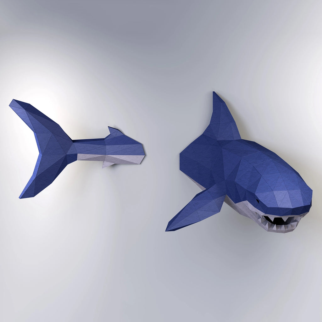 Shark Origami Wall Art - 3D Paper Art - Brain Spice