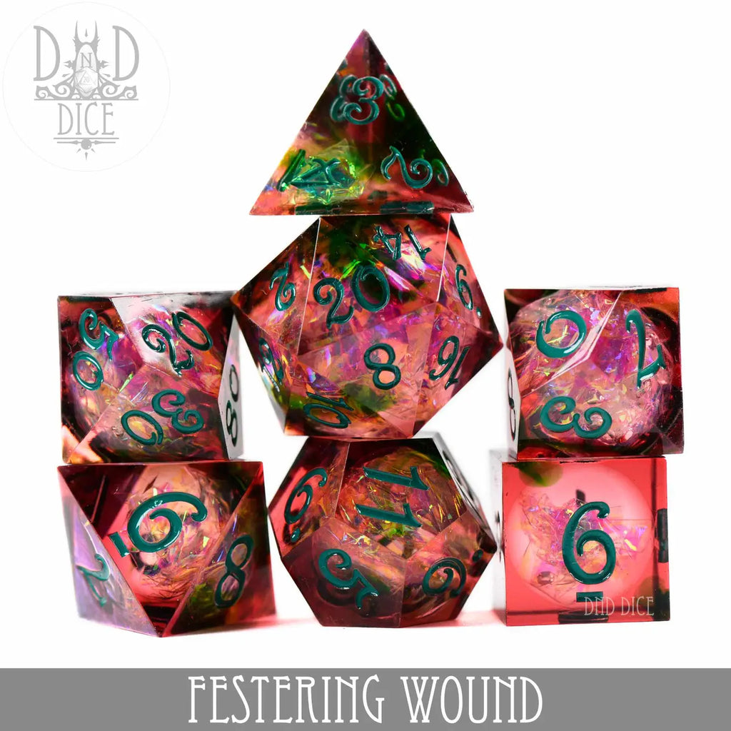 Festering Wound - Handmade Dice - 7-Dice Set - Brain Spice