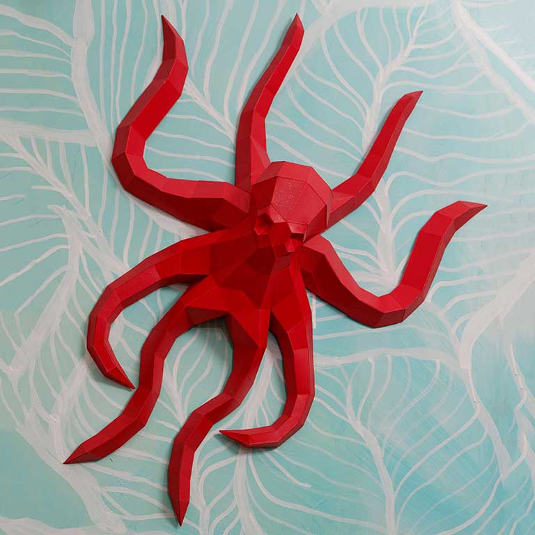 Octopus Origami Wall Art - 3D Paper Art - Brain Spice
