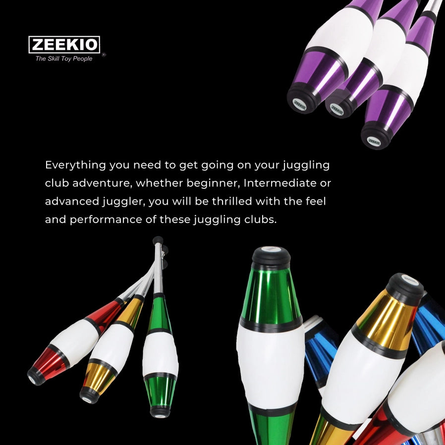 Zeekio Pegasus Juggling Clubs - Gold Green Blue - Brain Spice