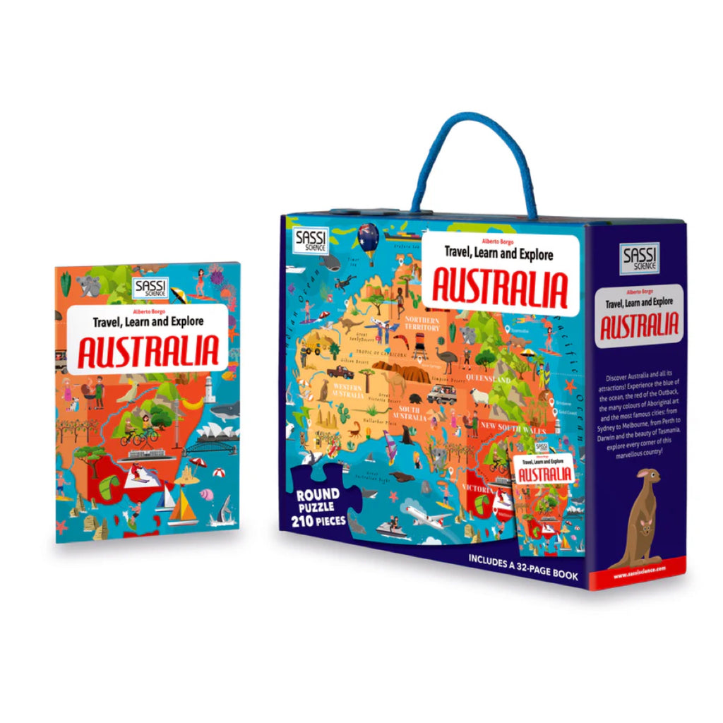 Australia Puzzle & Book Set - 210pc - Sassi Travel Learn and Explore - Brain Spice