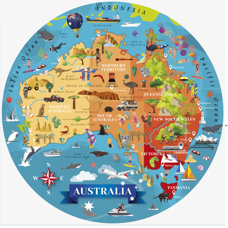Australia Puzzle & Book Set - 210pc - Sassi Travel Learn and Explore - Brain Spice