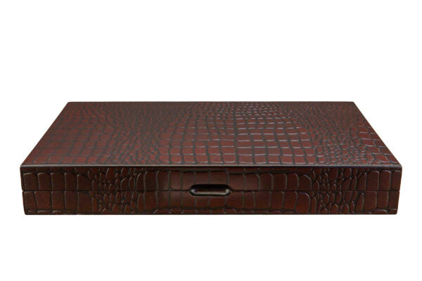 Backgammon Set - Dark Crocodile Engraved 15inch - Brain Spice