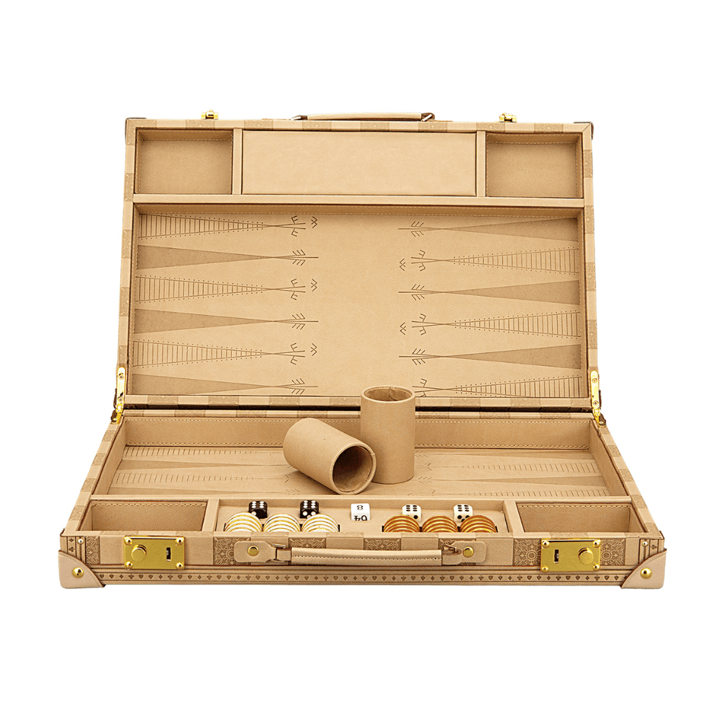Backgammon Set - Sandstone PU Leather 18inch - Brain Spice