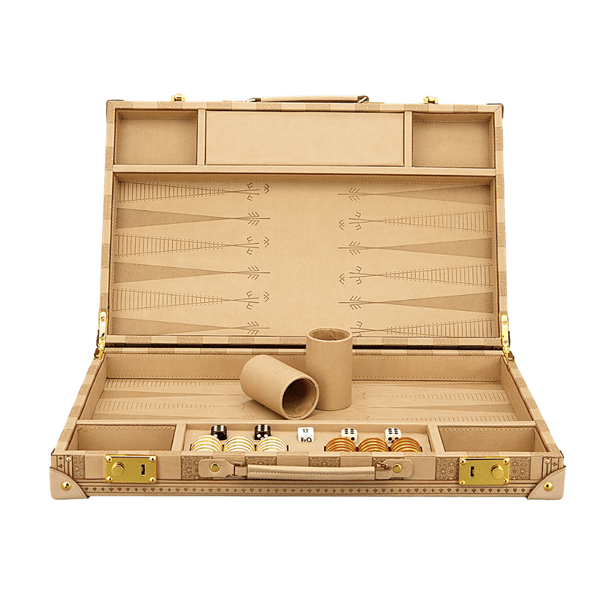 Backgammon Set - Sandstone PU Leather 18inch - Brain Spice