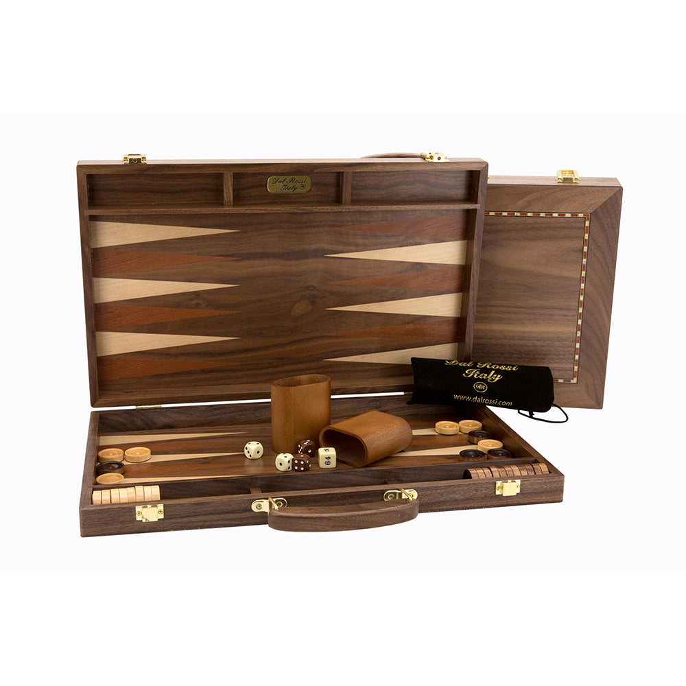 Backgammon Set - Walnut With Handle 15inch - Brain Spice