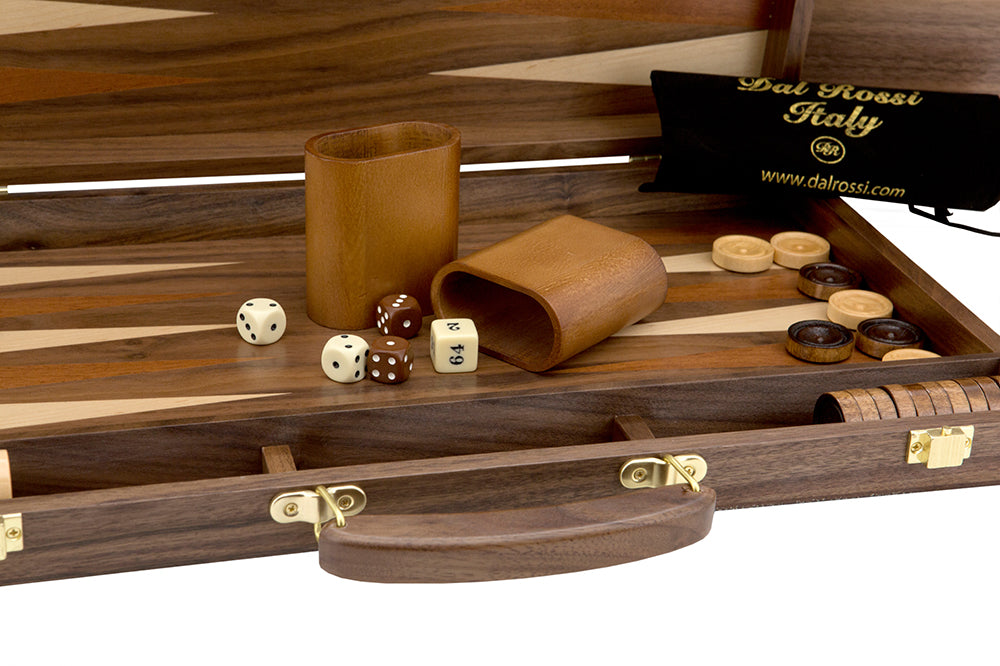 Backgammon Set - Walnut With Handle 15inch - Brain Spice