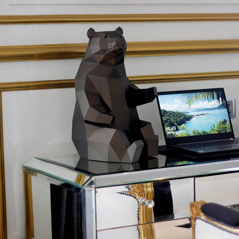 Bear Origami Model - 3D Paper Art - Brain Spice