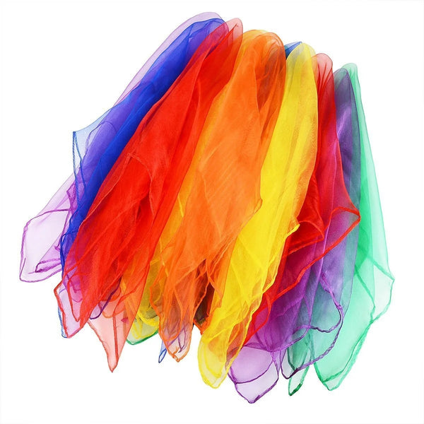 Beginner Juggling Scarves - Set of 3 - Red Blue Yellow - Brain Spice