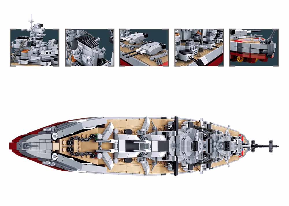 Bismarck Battleship 2-in-1 - Model Bricks 1849pcs - Brain Spice