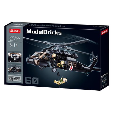 Black Hawk Helicopter - Model Bricks 692pcs - Brain Spice