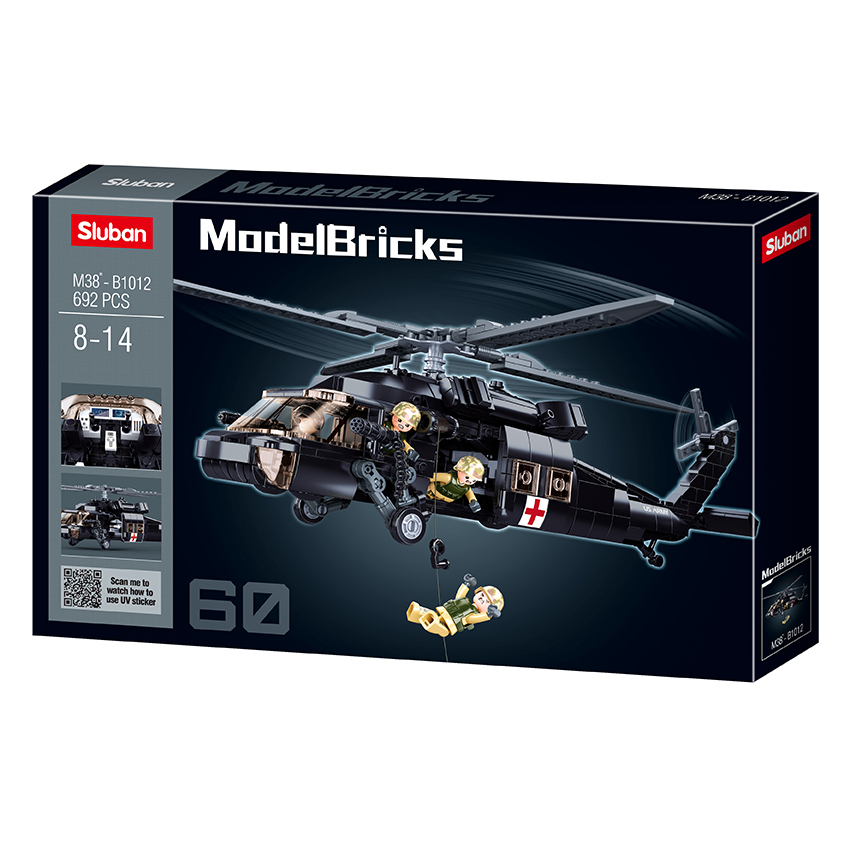 Black Hawk Helicopter - Model Bricks 692pcs - Brain Spice