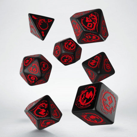Black & Red Dragons - 7-Dice Set