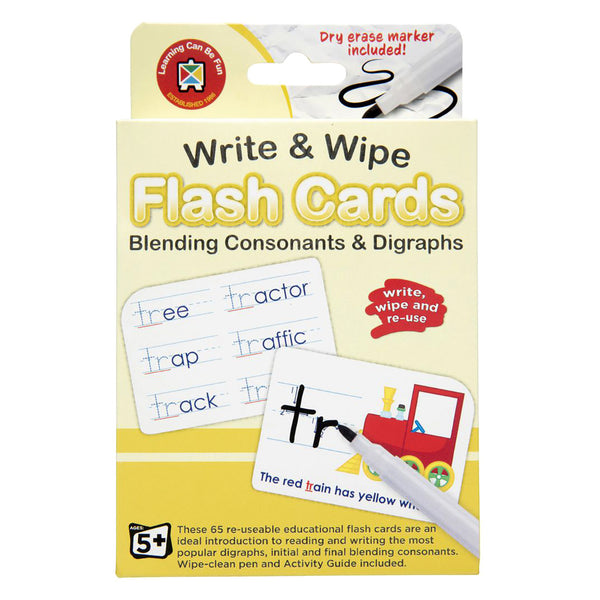 Blending Consonants Write & Wipe Flash Cards - Brain Spice