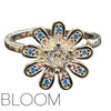 Bloom Fidget Ring - Diamante Spinning Flower with Blue Petals - Brain Spice