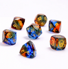 Blue & Brown - Dragons Hoard 7-Dice Set - Luster Cut Glass - Brain Spice