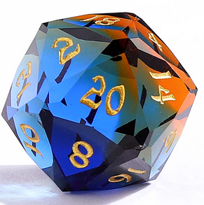 Blue & Brown - Dragons Hoard 7-Dice Set - Luster Cut Glass - Brain Spice