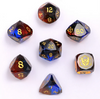 Blue & Brown - Dragons Hoard 7-Dice Set - Luster Cut Glass - Brain Spice