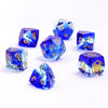 Blue & Clear Glass - Dragons Hoard 7-Dice Set - Luster Cut Glass - Brain Spice