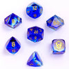 Blue & Clear Glass - Dragons Hoard 7-Dice Set - Luster Cut Glass - Brain Spice