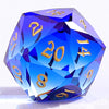 Blue & Clear Glass - Dragons Hoard 7-Dice Set - Luster Cut Glass - Brain Spice