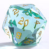 Blue & Green Glass - Dragons Hoard 7-Dice Set - Luster Cut Glass - Brain Spice