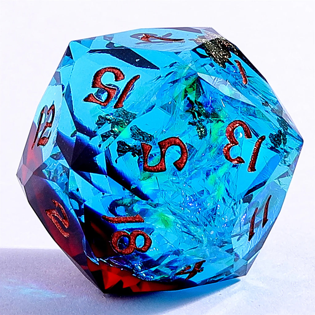 Blue & Red - Captured Magic 7-Dice Set - Luster Cut Resin - Brain Spice