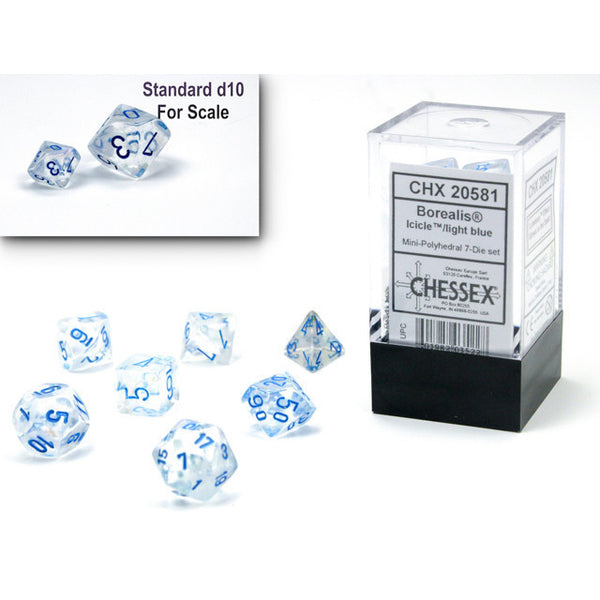 Borealis Icicle-Light Blue Luminary Mini 7-Dice Set - Brain Spice