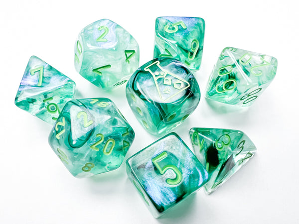 Borealis Kelp-Light Green Luminary 7 Dice Set - Brain Spice