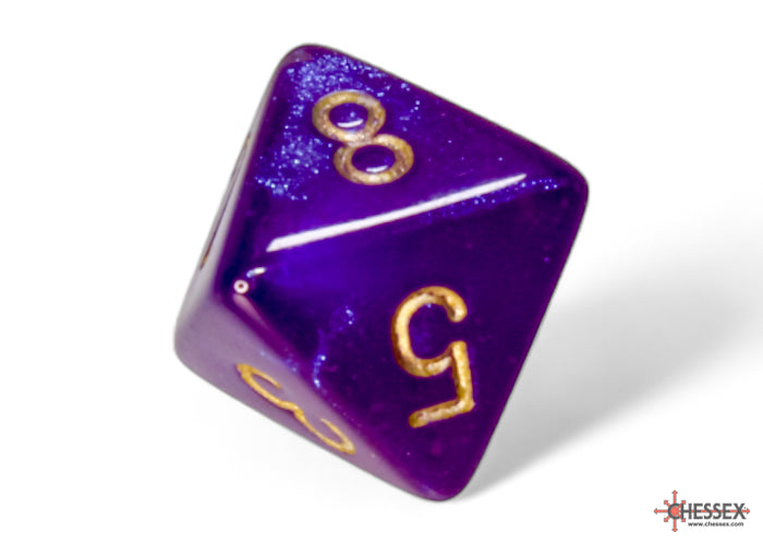 Borealis Luminary Royal Purple-Gold - Polyhedral 7-Dice Set - Brain Spice