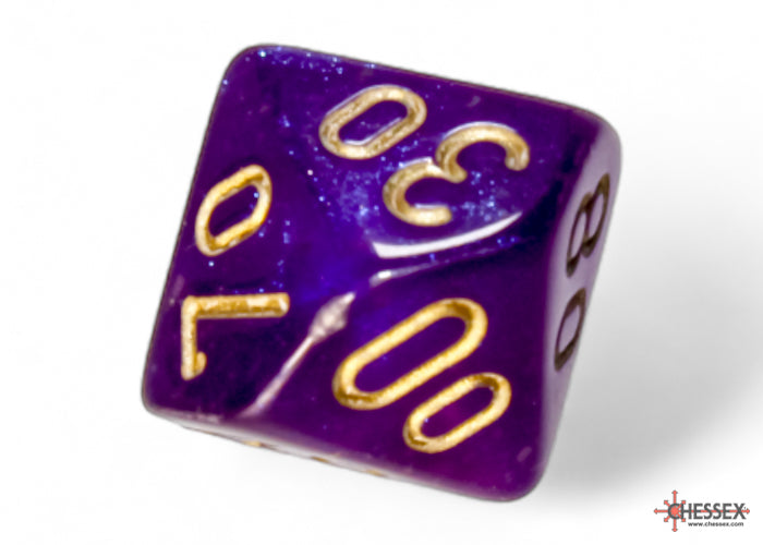 Borealis Luminary Royal Purple-Gold - Polyhedral 7-Dice Set - Brain Spice